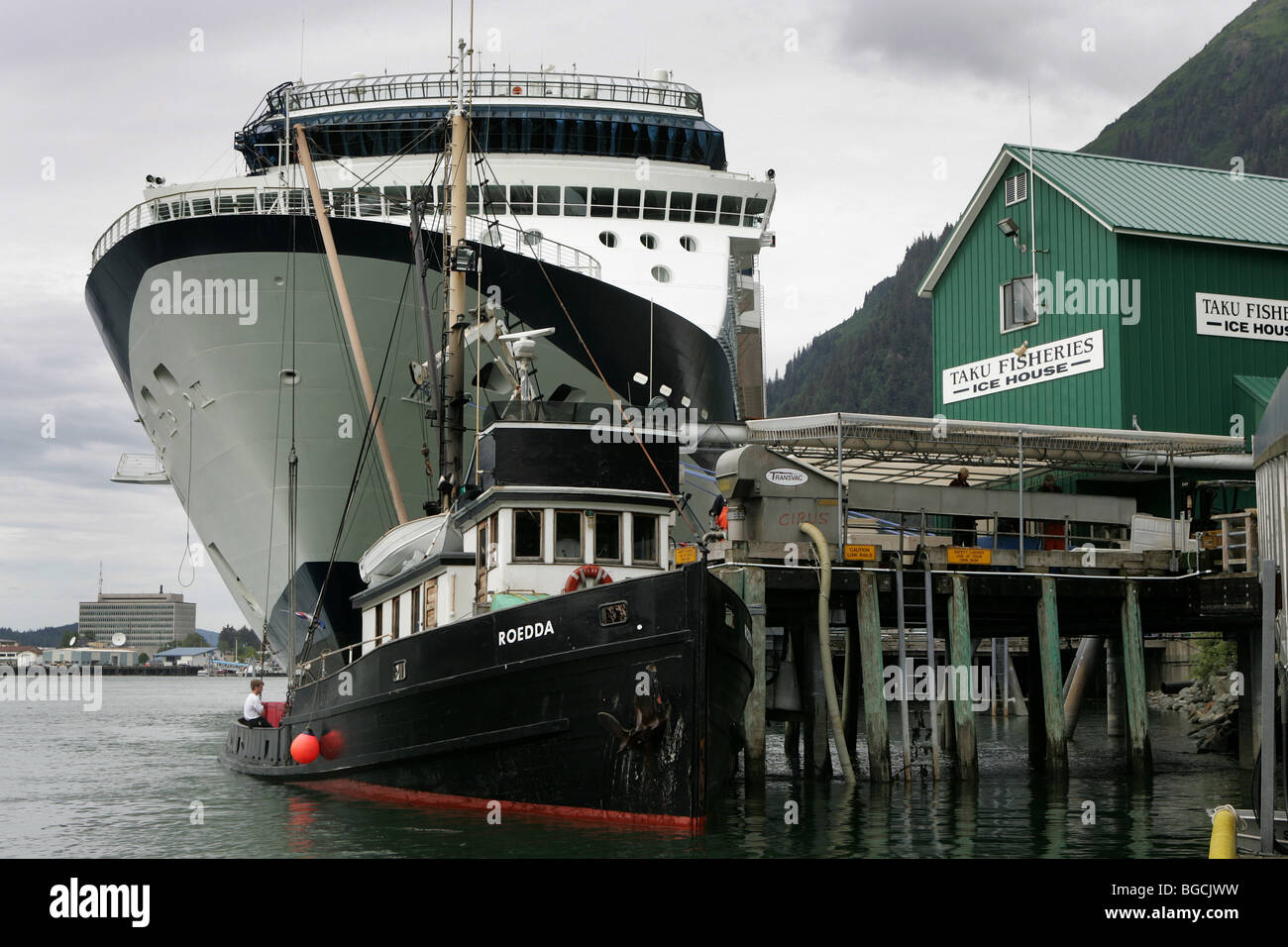 cruise ship in the harbor of  Juneau, Alaska, USA. Stock Photo