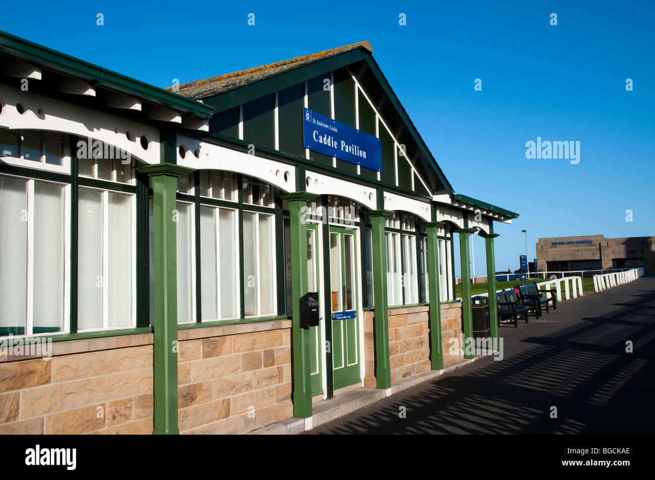 Caddie Pavillion, Old Course, St.Andrews, Fife, Scotland Stock Photo