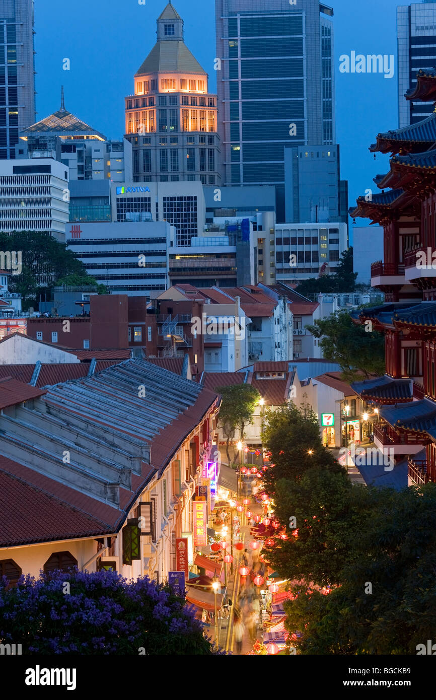 Chinatown, Singapore, at dusk Stock Photo