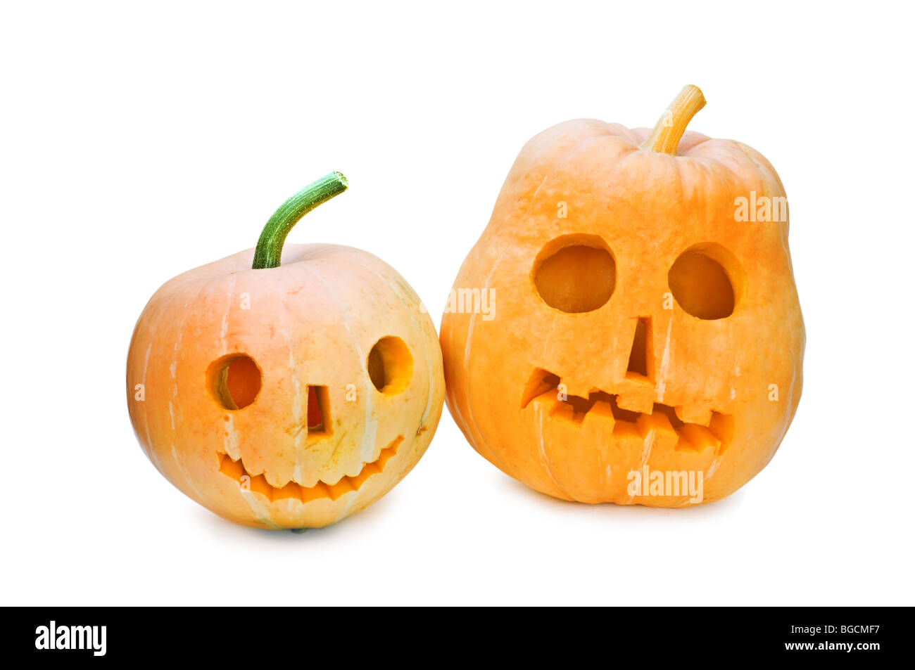 two halloween pumpkin isolated Stock Photo