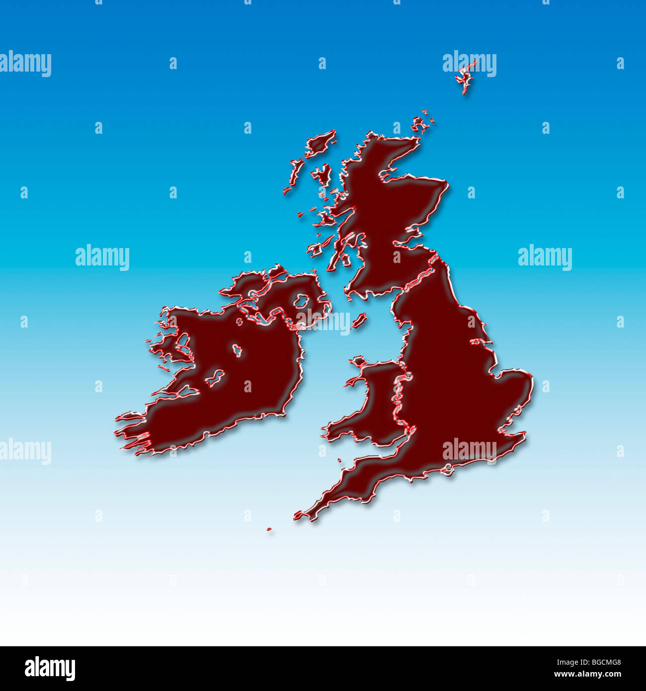 Map of the United Kingdom and Ireland Stock Photo