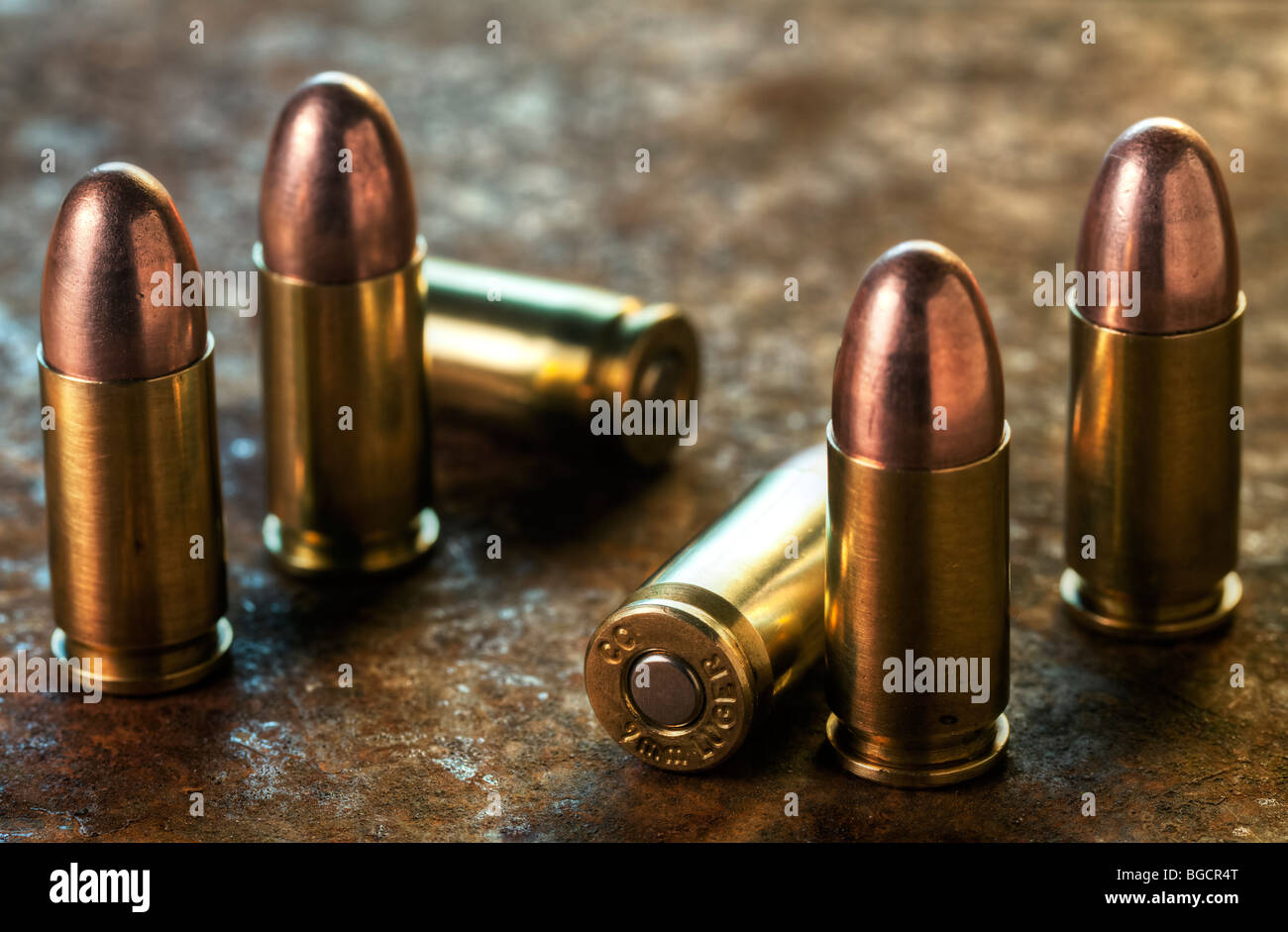 9mm cartridges Stock Photo