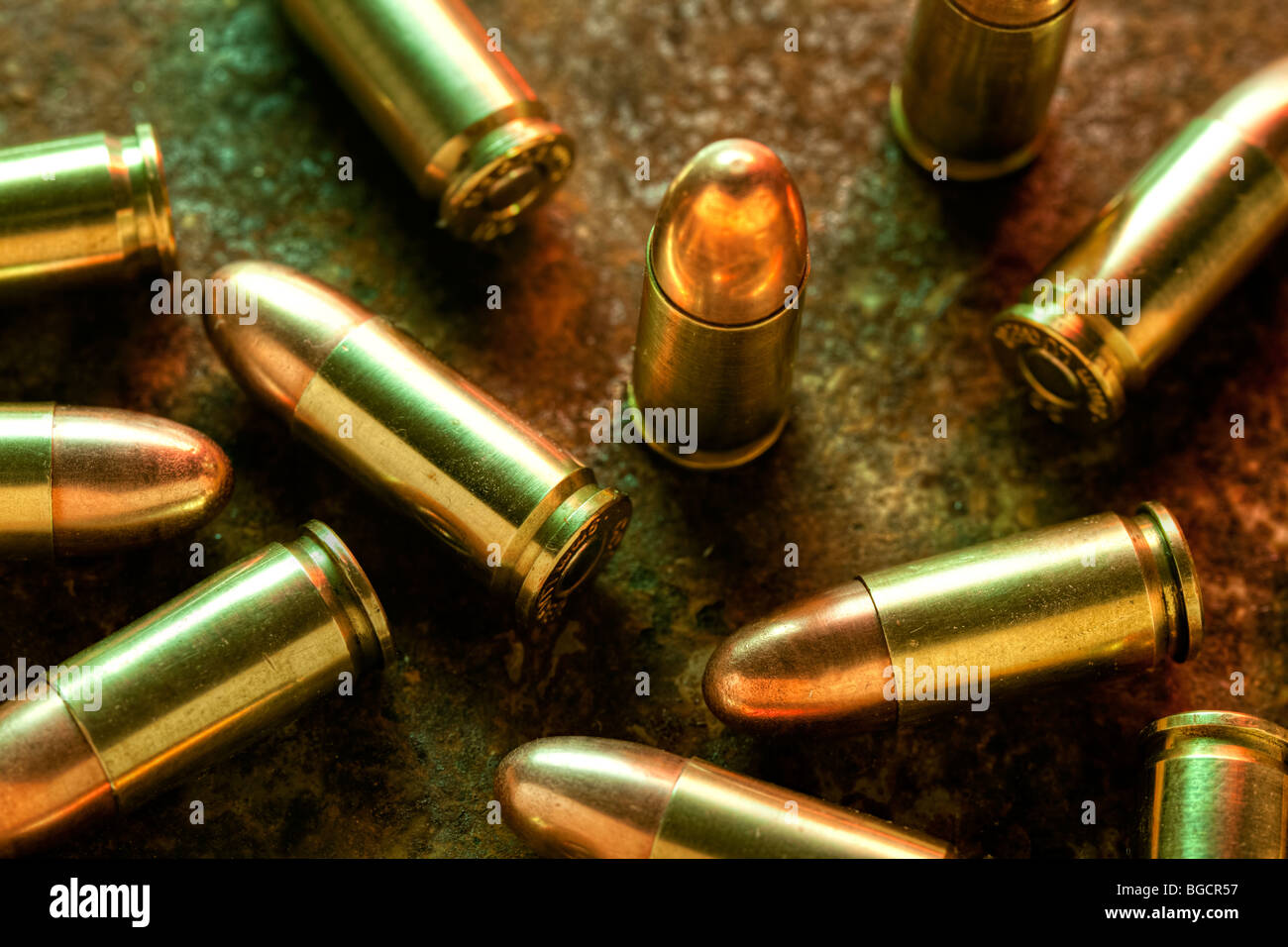 9mm cartridges Stock Photo