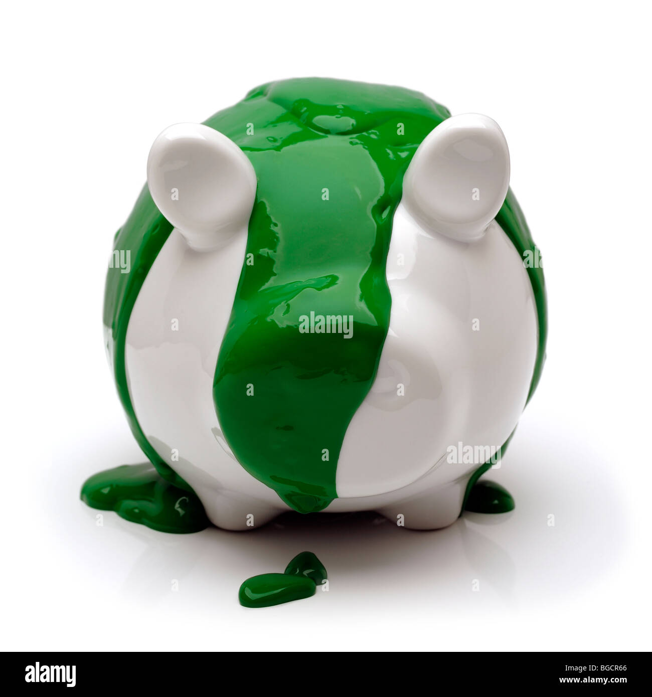 Green piggy bank Stock Photo