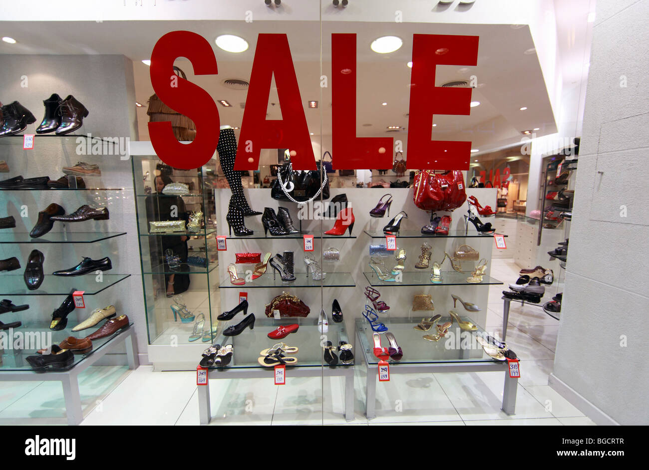 Sale in a shoe shop in the Mercato Shopping Mall, Dubai, United Arab ...