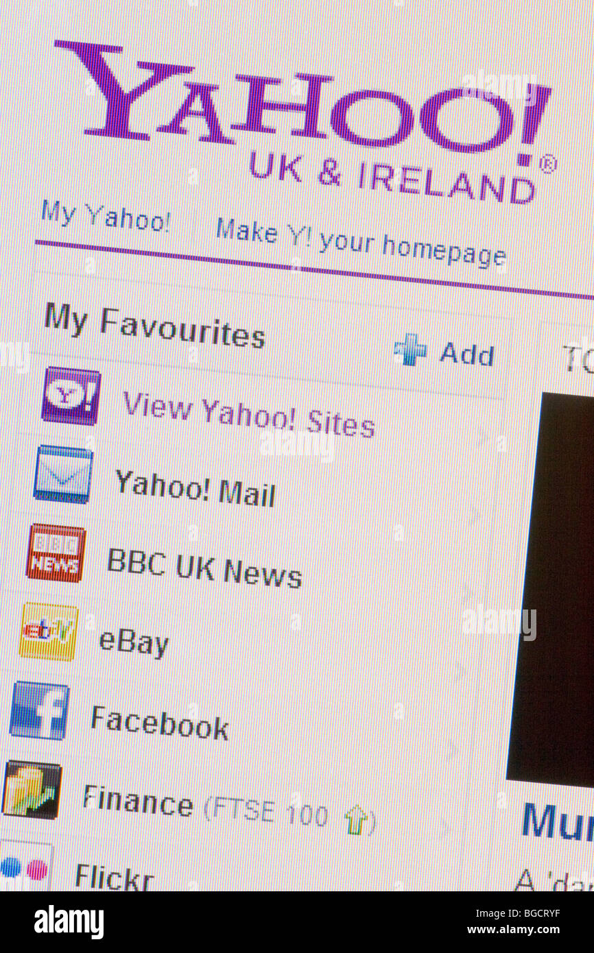 Yahoo UK Website in 2009 Stock Photo