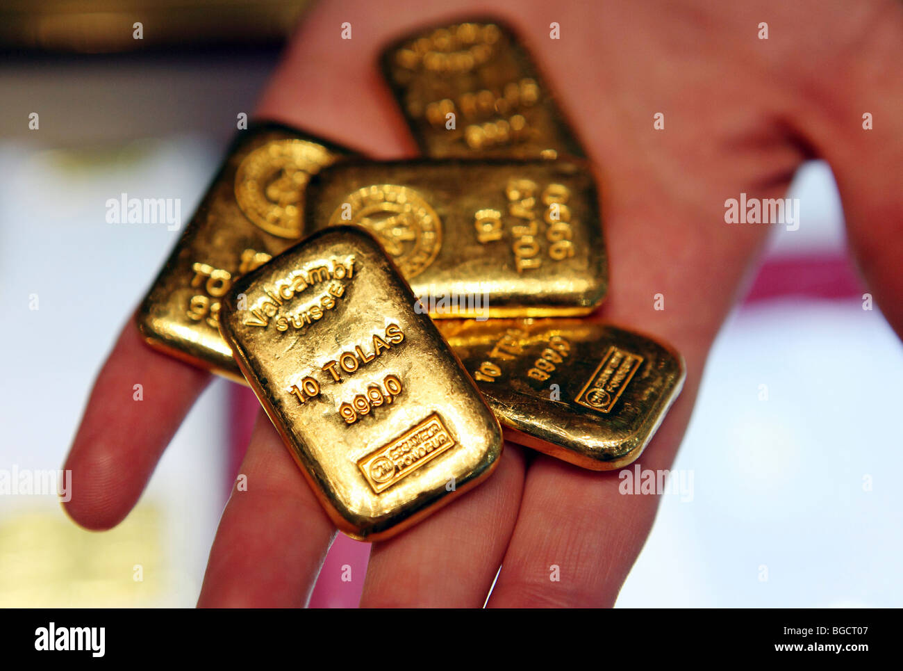Gold bars, United Arab Emirates Stock Photo
