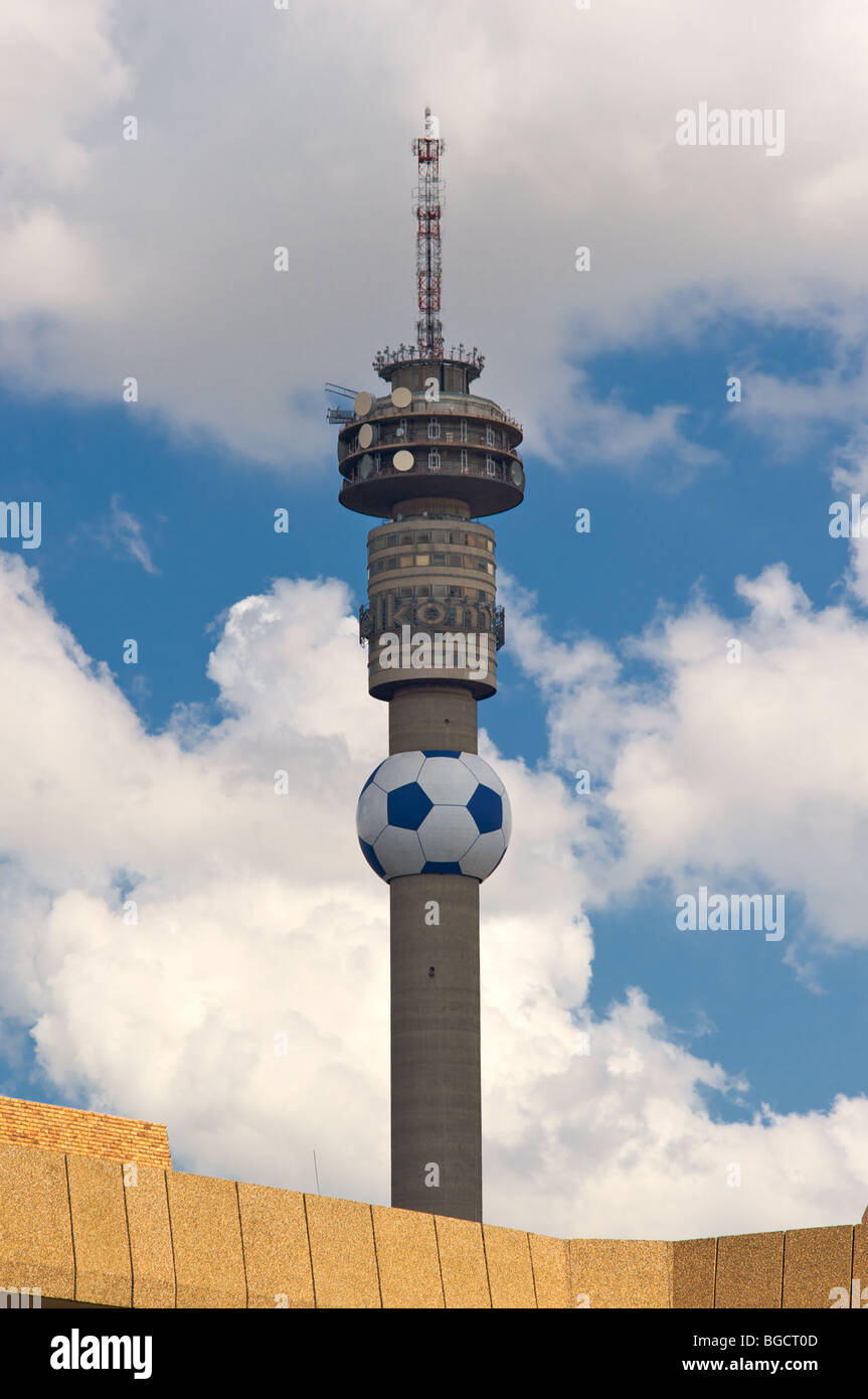 Telkom Tower with world cup soccer football Stock Photo