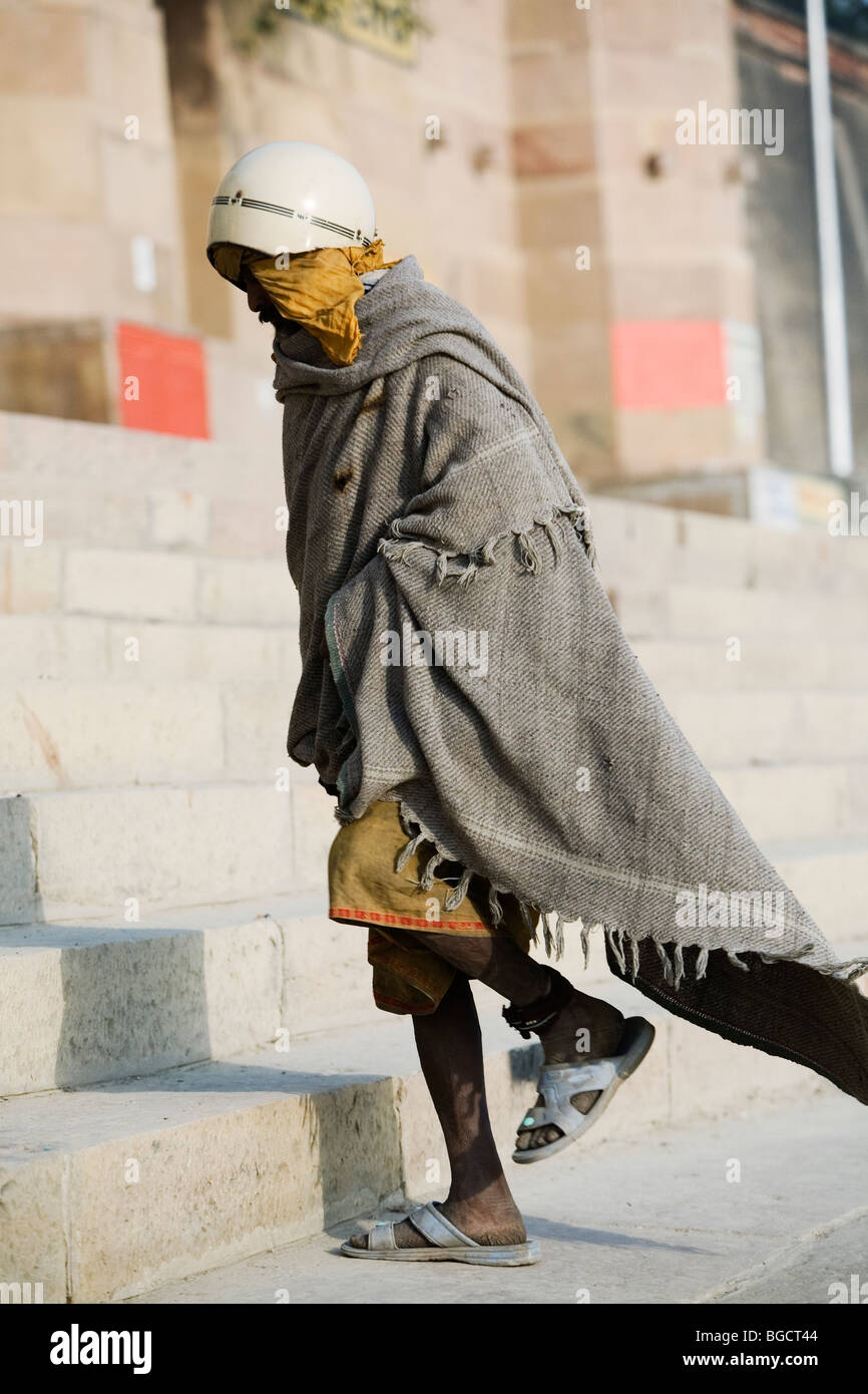 Eccentric costume at the river bank in Varanasi, India. Stock Photo