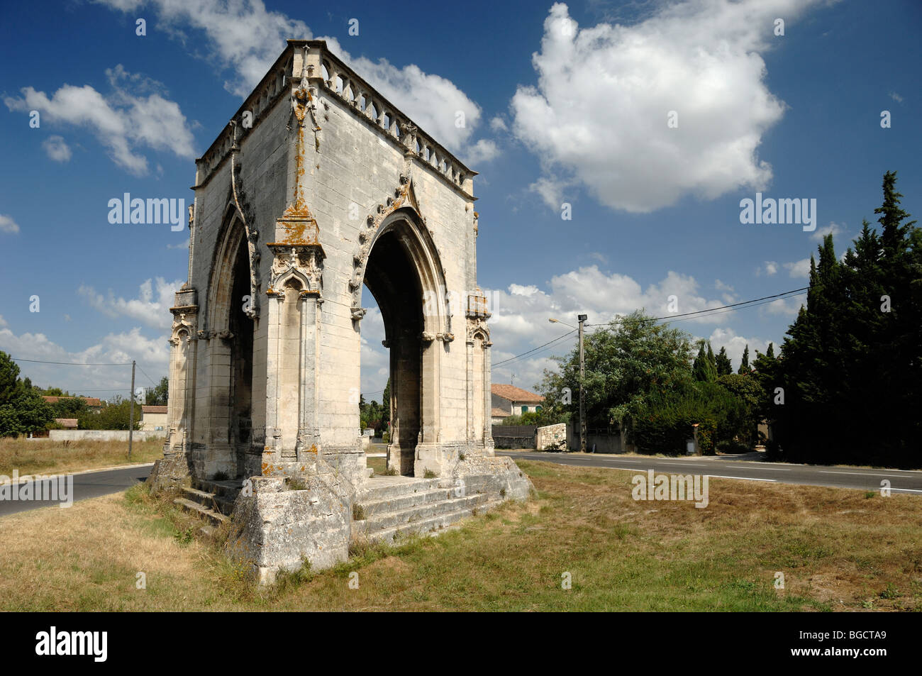 Gothic Oratory of the Covered Cross or L'Oratoire de la Croix Couverte (1384-1386) or Roadside Chapel, Beaucaire, Gard, France Stock Photo