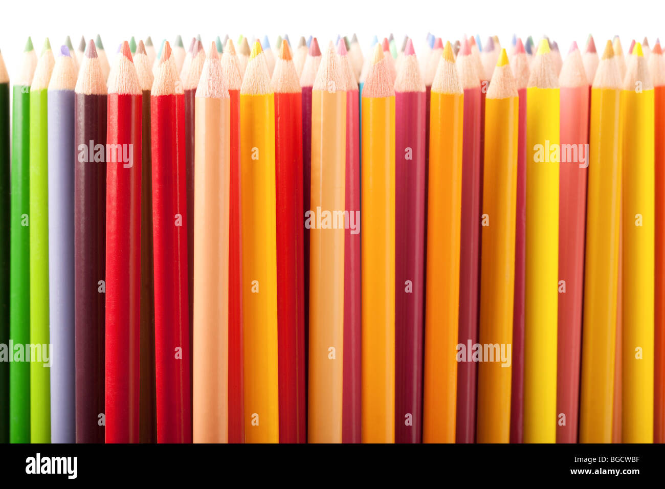 Close up of colored pencils Stock Photo