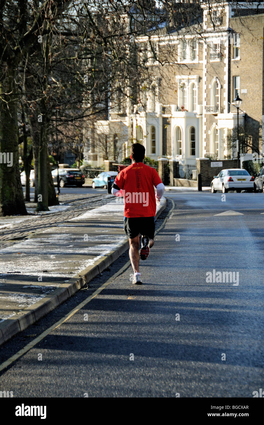 Jogger, Highbury Crescent, Highbury Fields, Islington London England UK