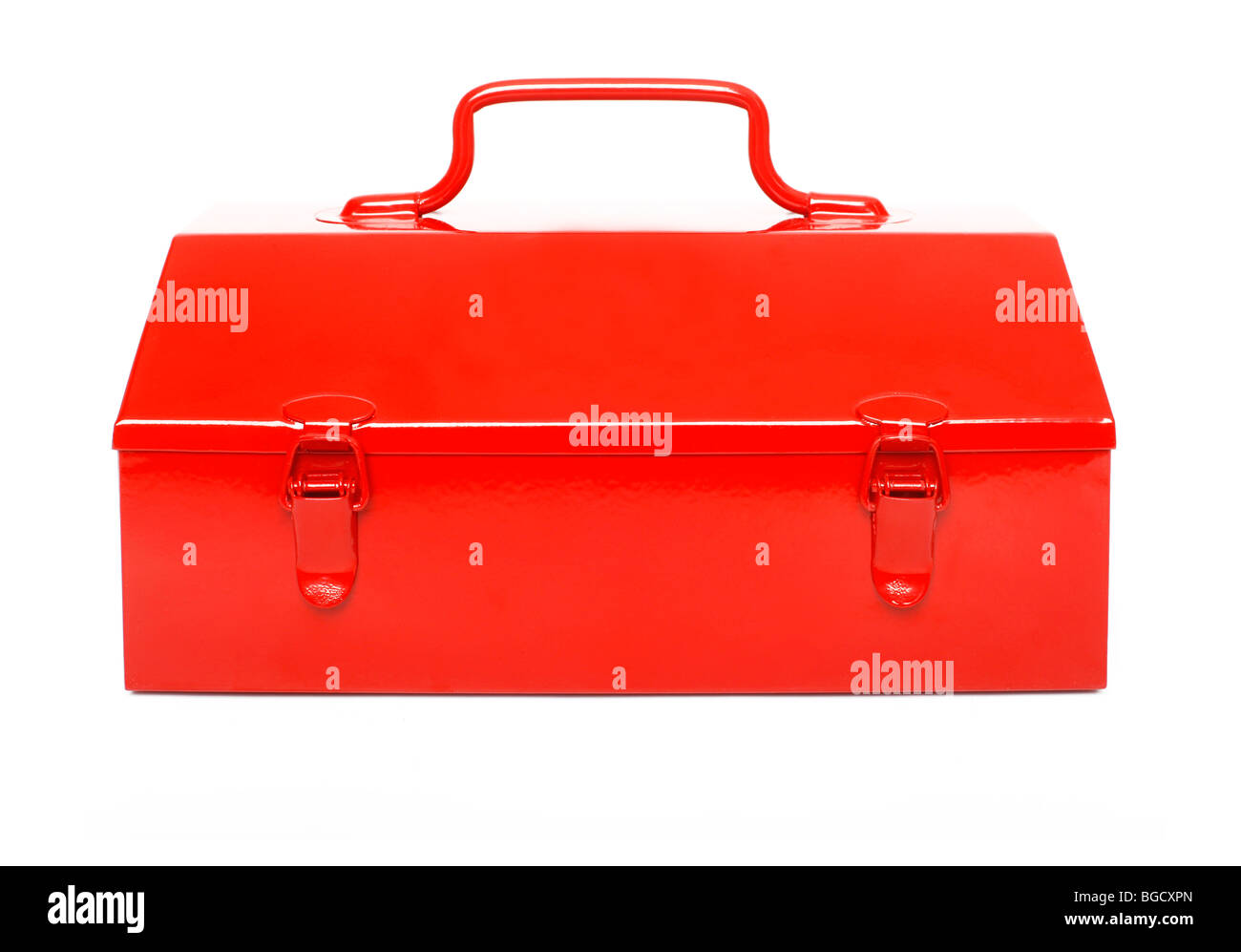 Red toolbox isolated on white background - shot in studio Stock Photo