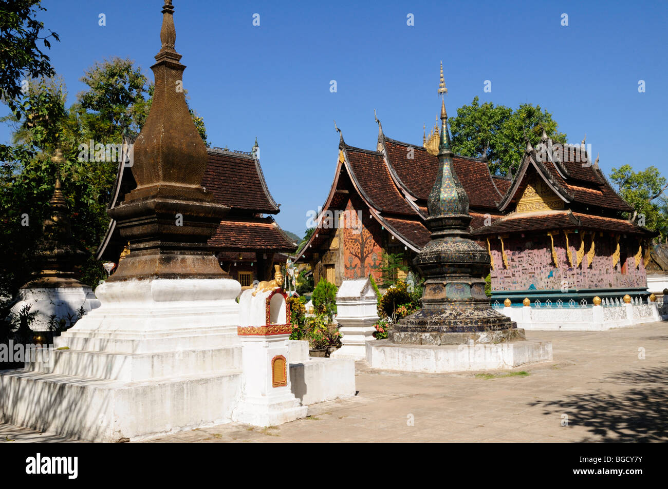 Laos; Luang Prabang; Wat Xieng Thong Stock Photo