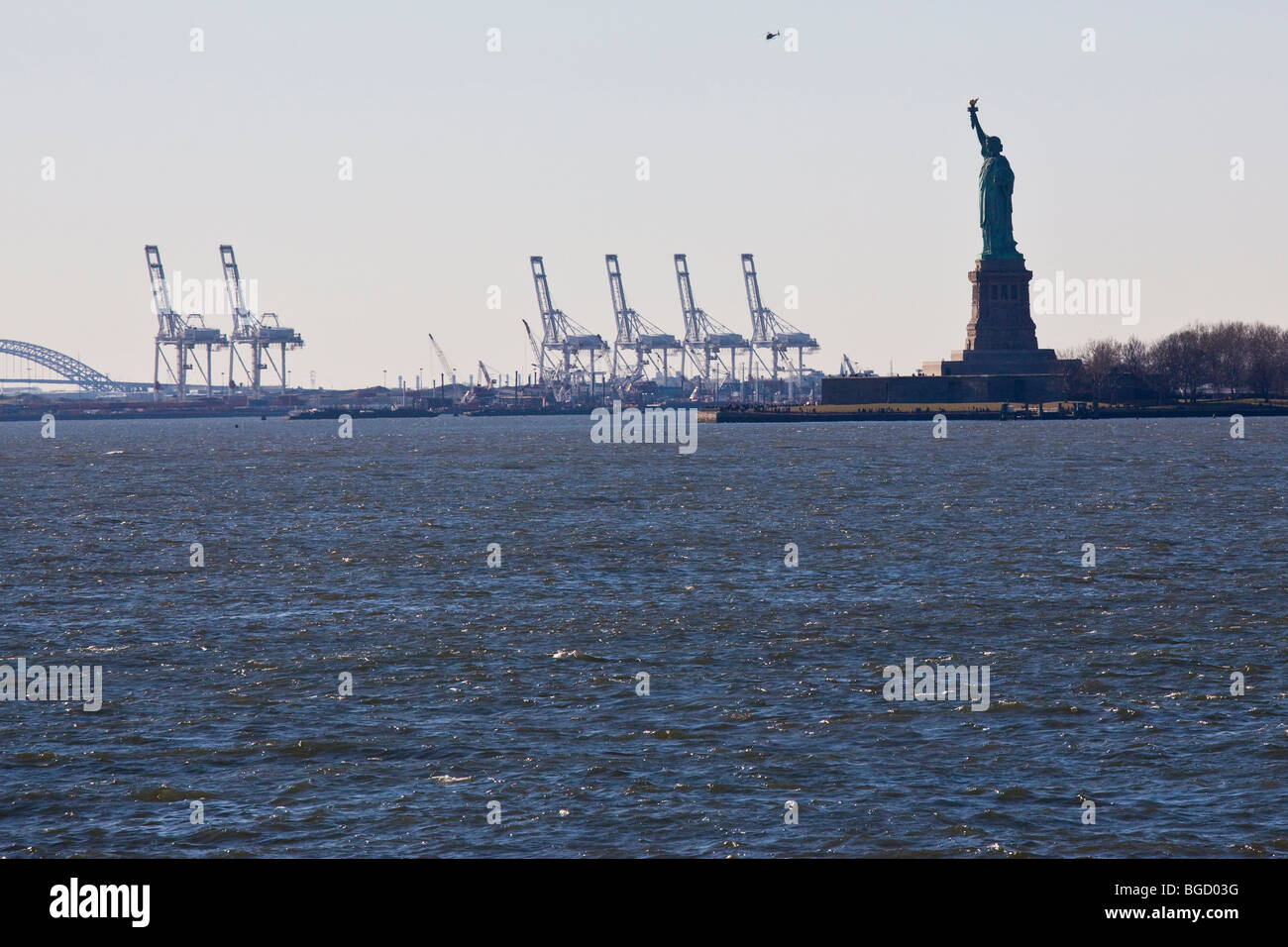 Statue of Liberty and Cargo Elevators Stock Photo Alamy