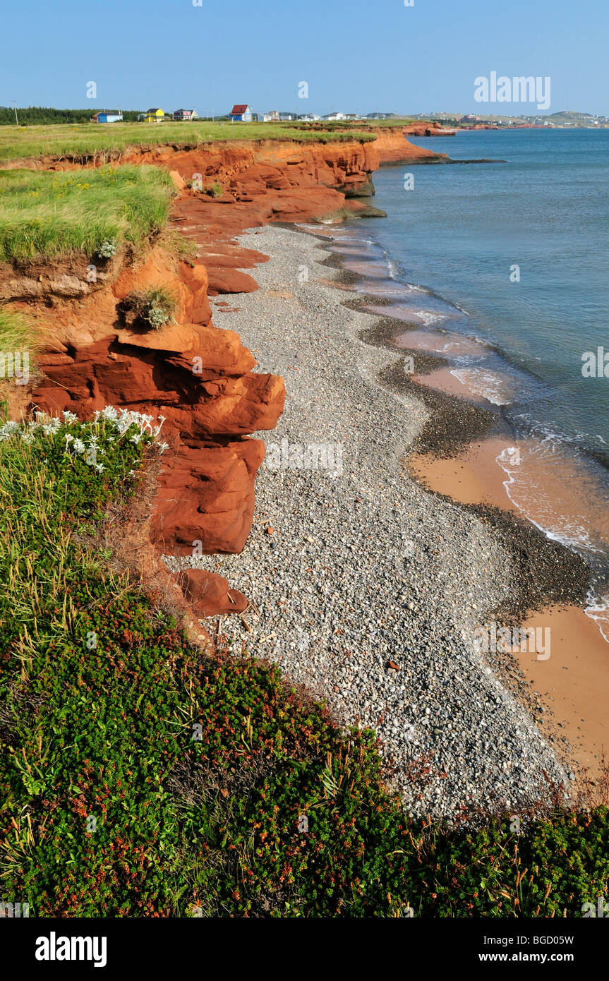 Red cliffs at La Grande Echouerie, Ile du Cap aux Meules, Iles de la