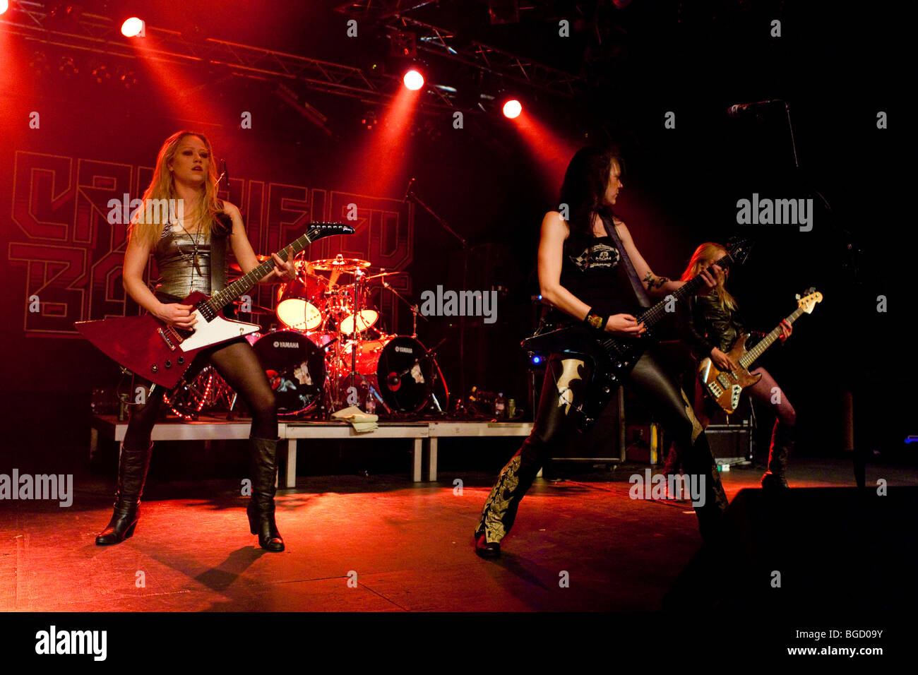 The Swedish all-female heavy metal band Crucified Barbara live in the Transilvania venue in Erstfeld, Uri, Switzerland Stock Photo