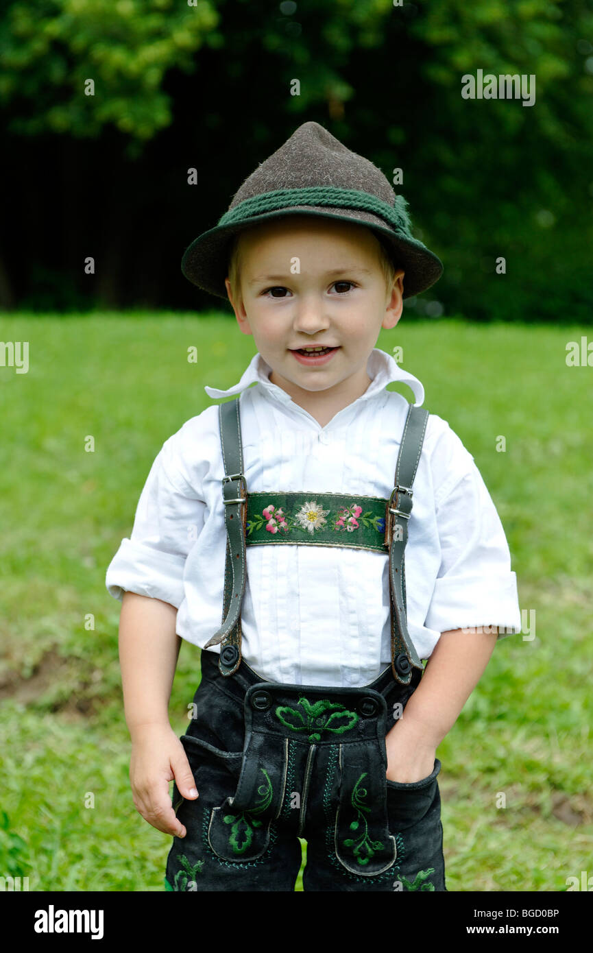 Child, Upper Bavarian costum, 850-year celebration, Bad Heilbrunn, Loisachtal, Upper Bavaria, Germany, Europe Stock Photo