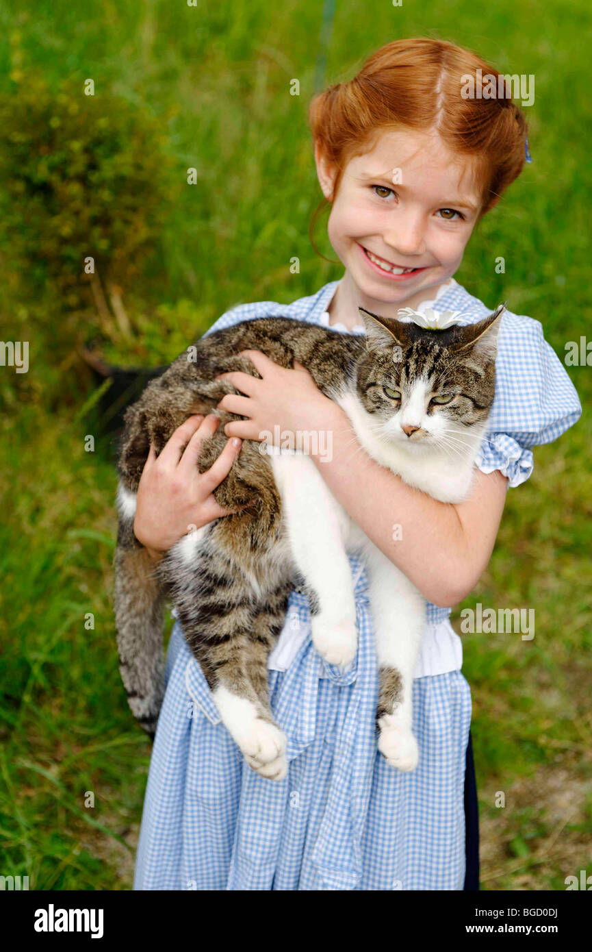 Girl with cat Stock Photo Alamy
