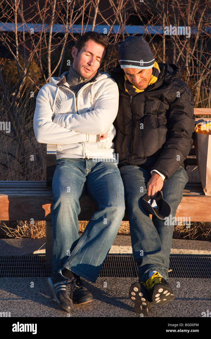 Gay couple on the High Line in Manhattan, New York City Stock Photo - Alamy