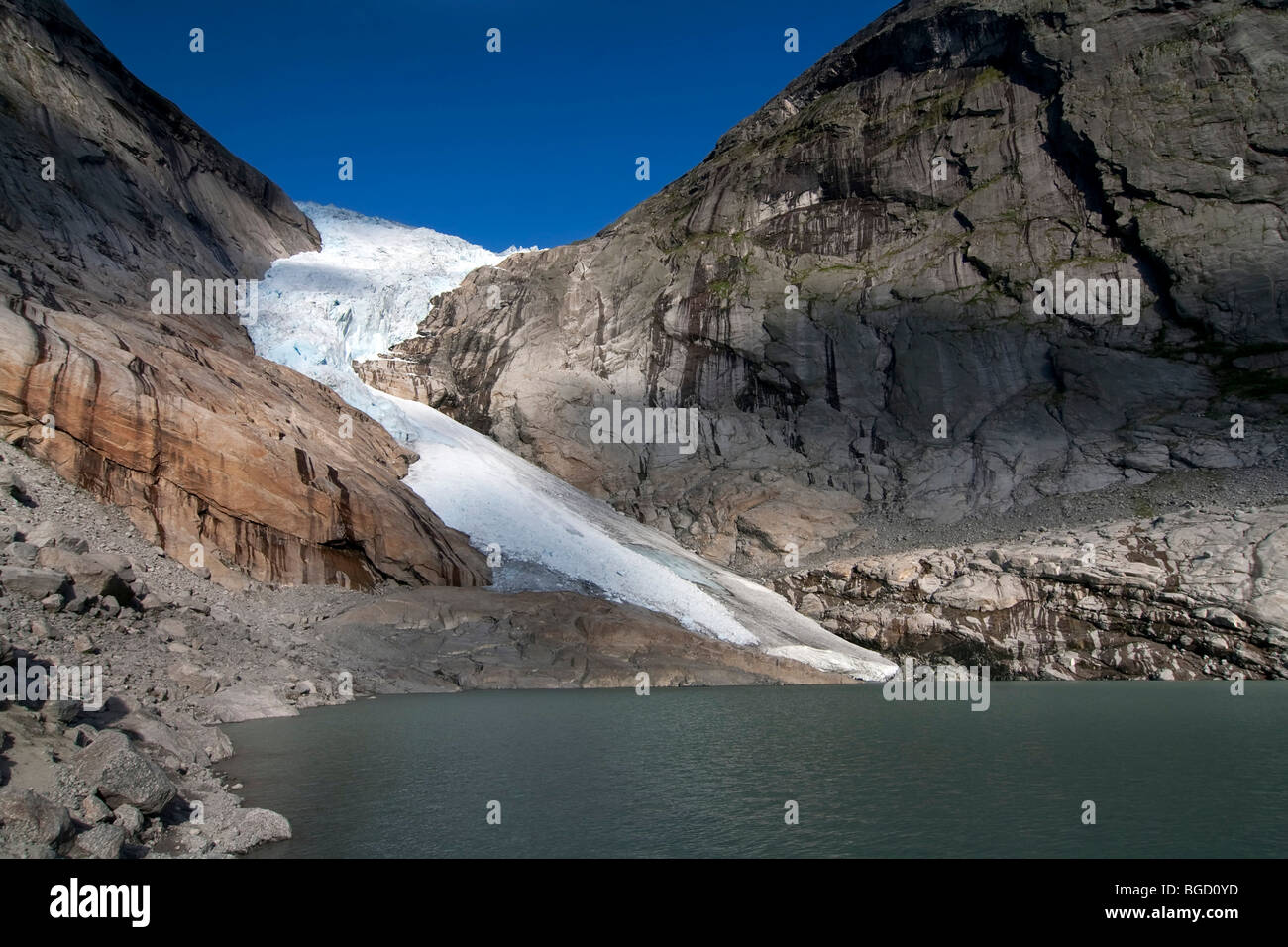 Briksdalsbreen Glacier, Jostedalsbreen National Park, Sogn og Fjordane, Norway, Europe Stock Photo