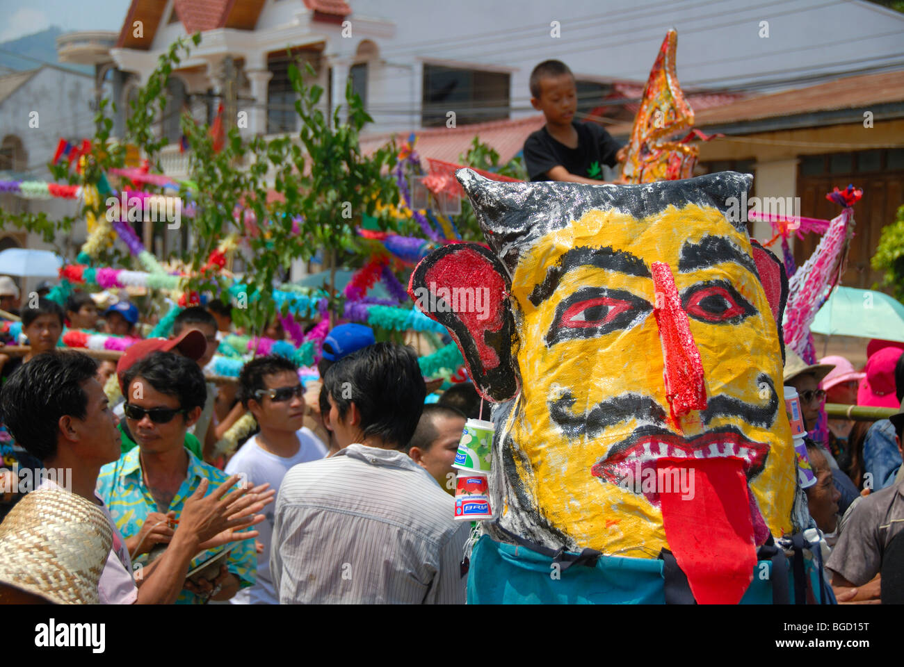 Festival, street parade, mask, Muang Xai, Oudomxai province, Laos,  Southeast Asia, Asia Stock Photo - Alamy