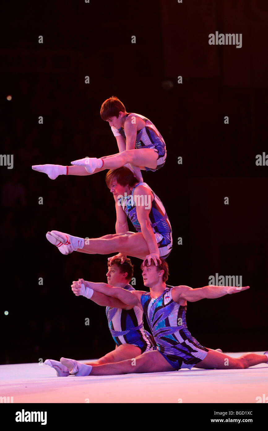 Russian sports acrobatics national team, DTB, Deutscher Turner-Bund, German Gymnastics Association, Gymnastics Gala Gymmotion 2 Stock Photo