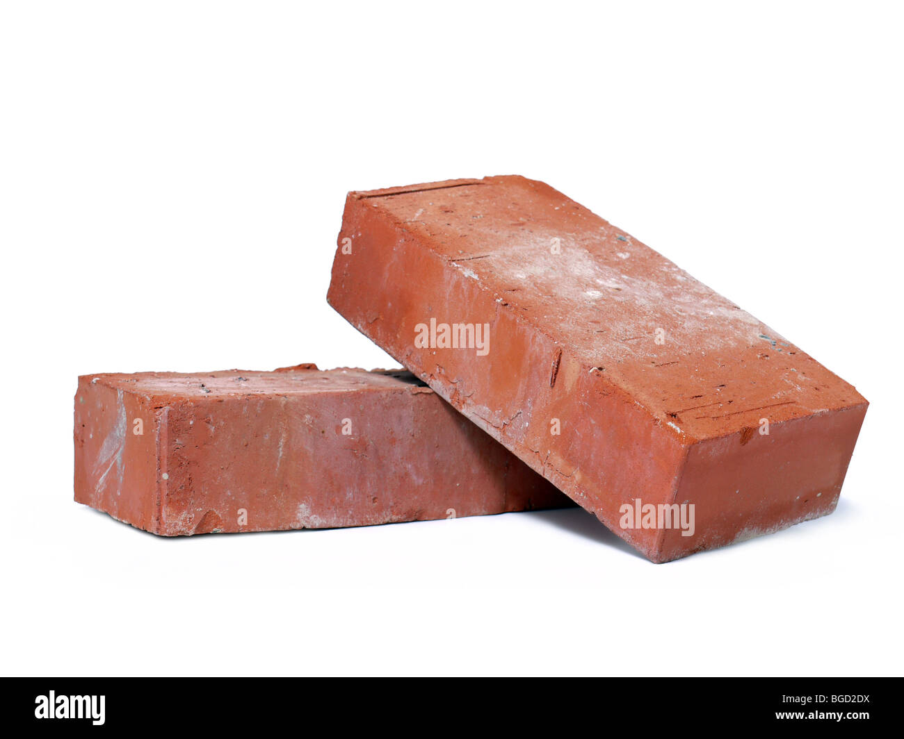 Two solid bricks shot on white background Stock Photo