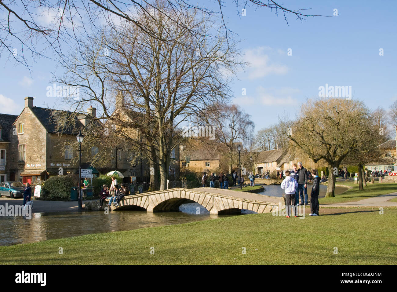 Bridge over River Windrush, Bourton-on-the-Water, Gloucestershire, England, UK Stock Photo