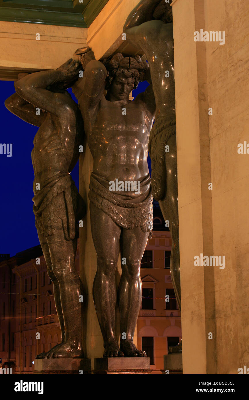 Atlantes statues at the portico entrance of Hermitage Museum in Saint Petersburg, Russia Stock Photo