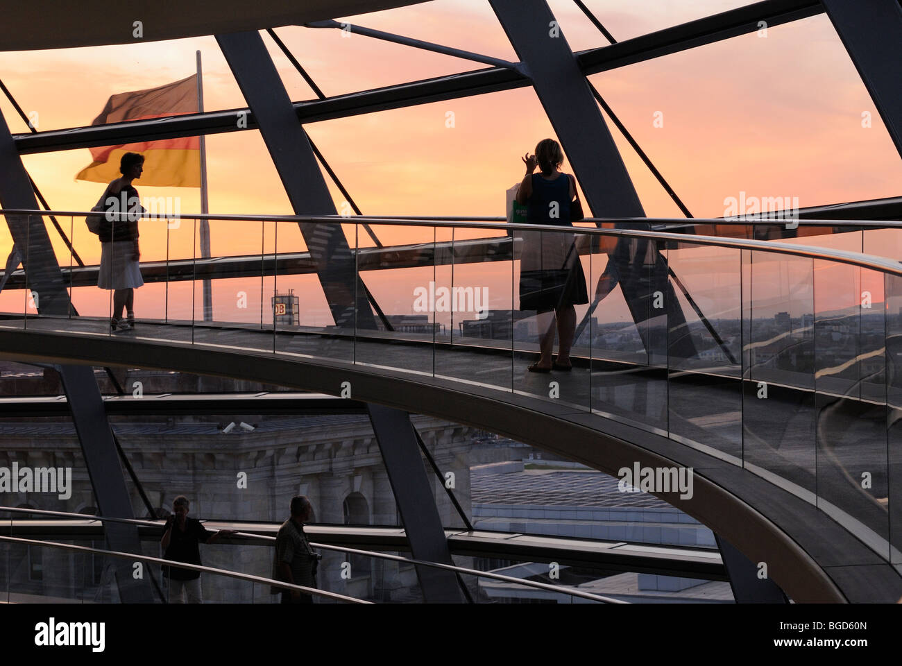 Glass dome of the Reichstag building, government district in Berlin