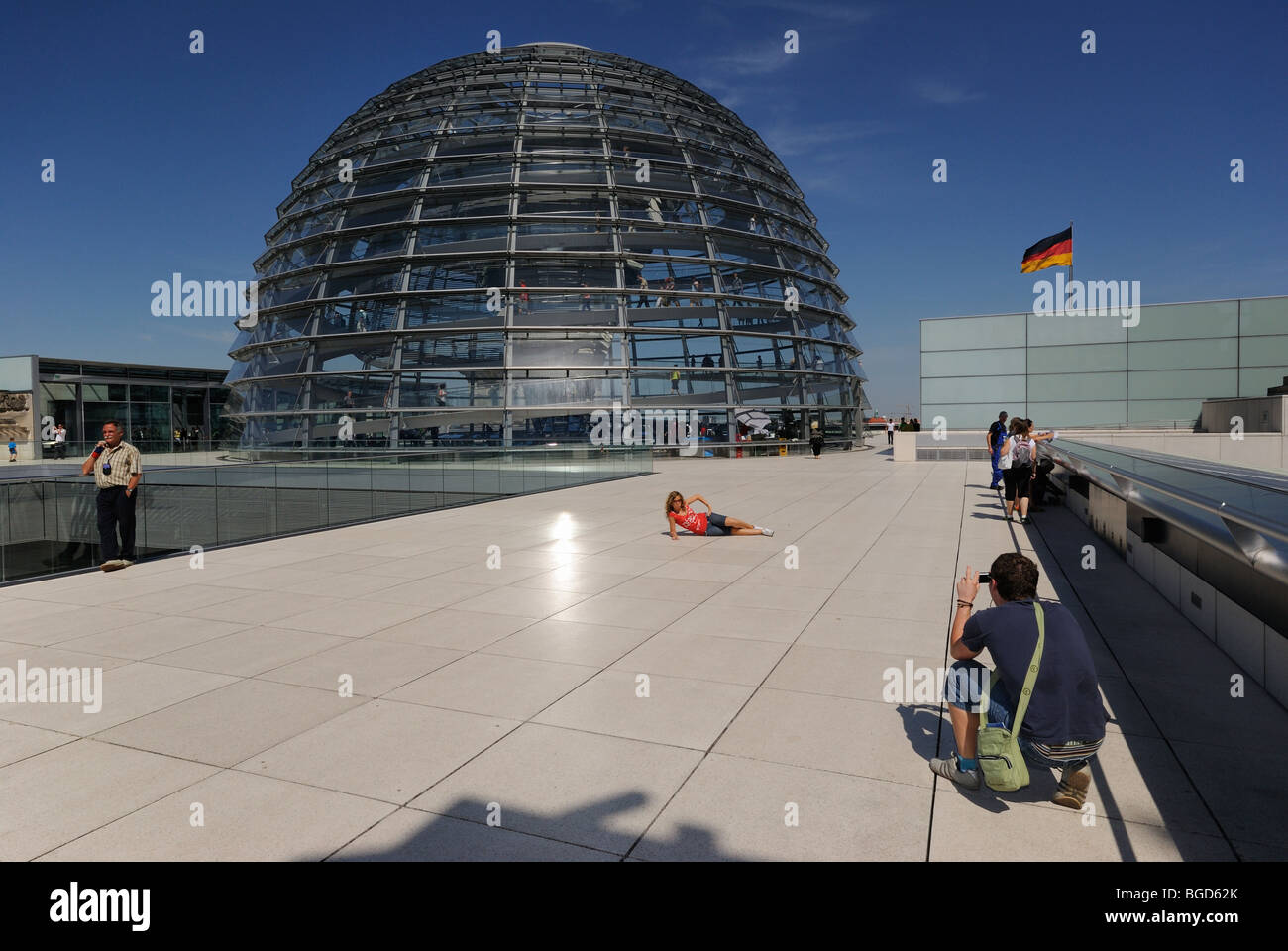 Glass dome of the Reichstag building, government district in Berlin