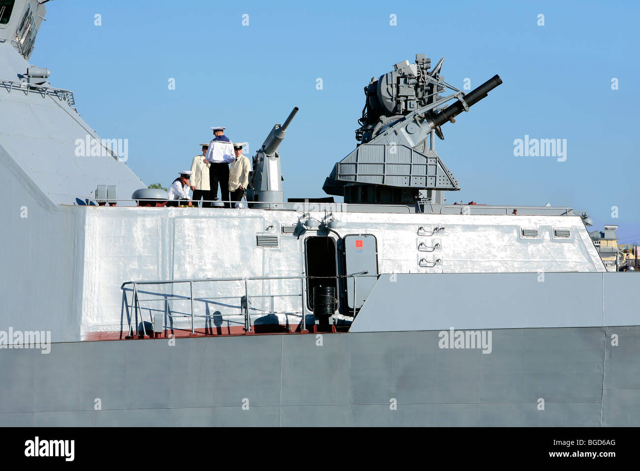 The Russian Corvette RFS 530 Steregushchy during a naval parade in Saint Petersburg, Russia Stock Photo