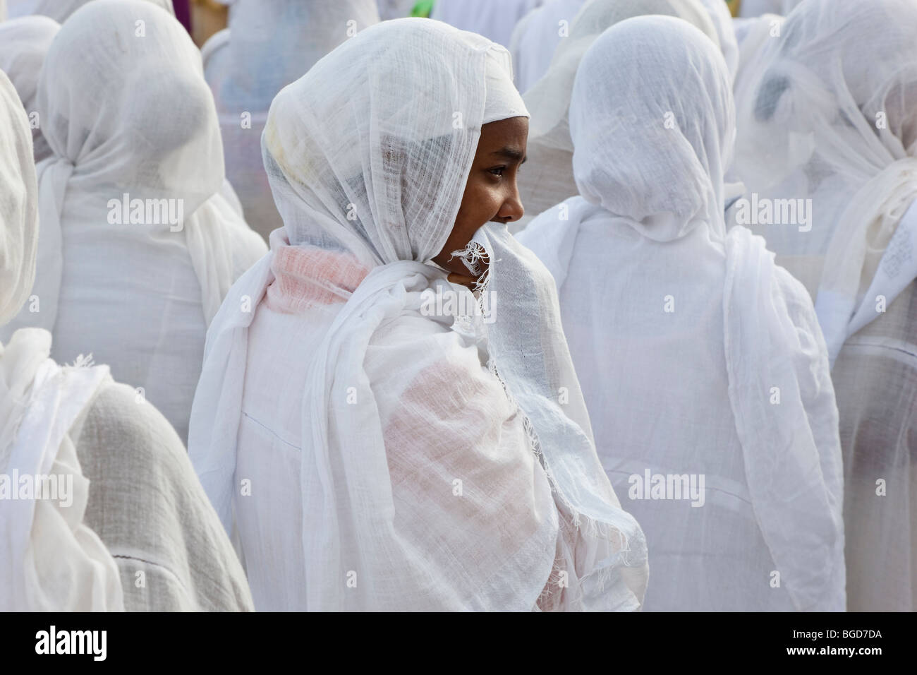 Young women, Timket (celebration of Epithany, Christian Orthodox Church) Addis Ababa, Ethiopia Stock Photo