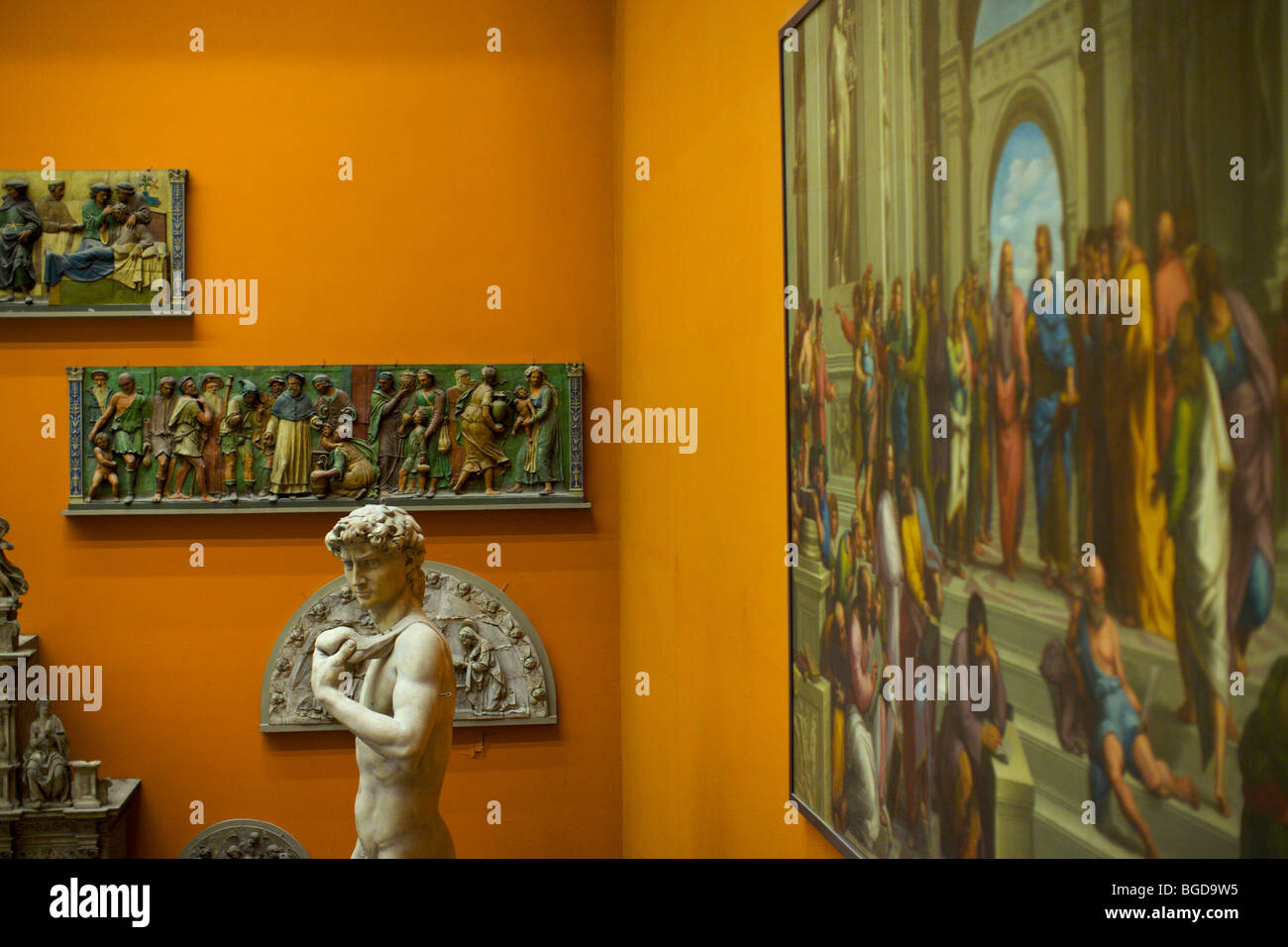 Cast of Michelangelo's David statue and a copy of Raphael's School of ...