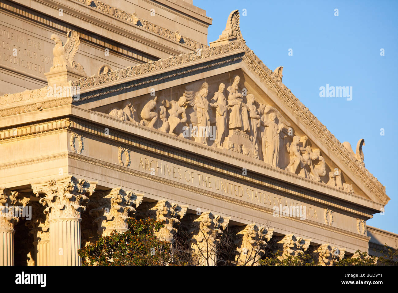 Archives of the United States of America Building in Washington DC Stock Photo