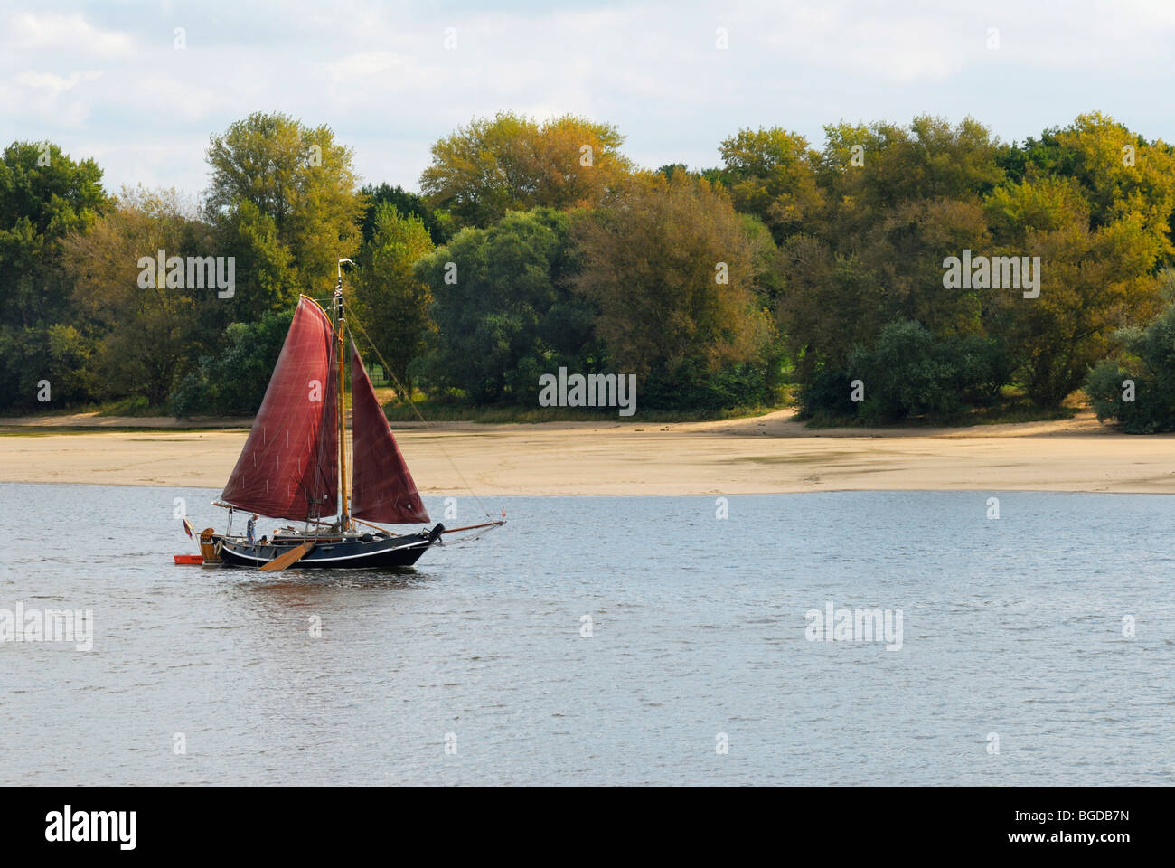 Sailboat on the river Elbe in Altengamme, Hamburg, Germany, Europe Stock Photo