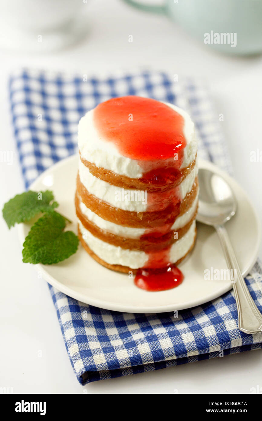 Cheese and quince jelly tower. Recipe available Stock Photo Alamy