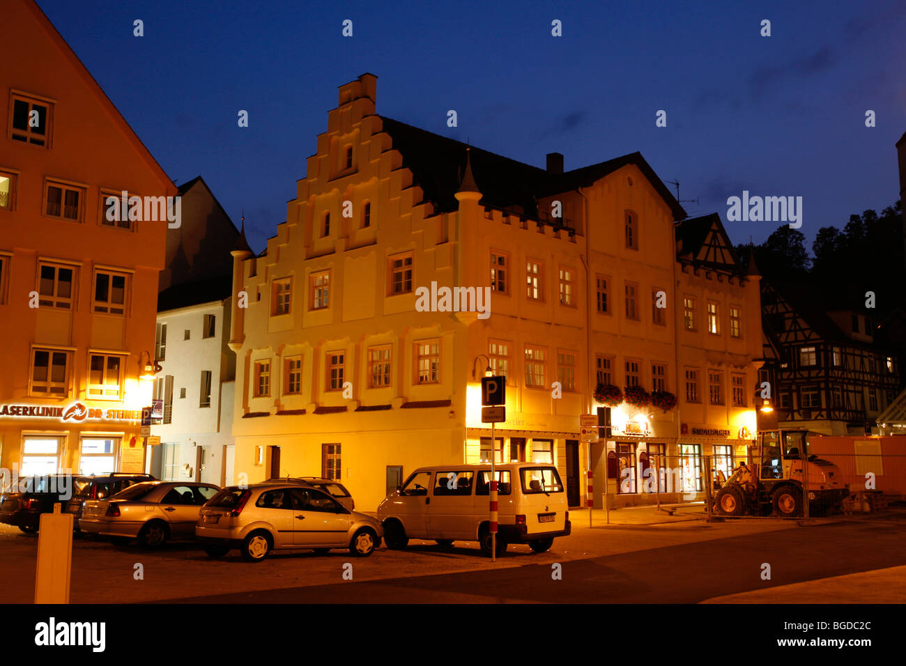 Historic Market Square With Its Stately Houses At Night In The