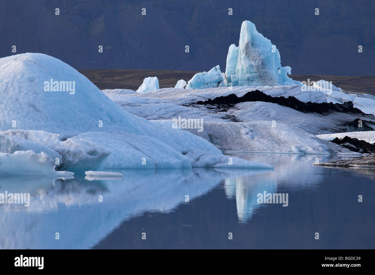 Icebergs and ice floes, Joekulsárlón glacier lake, Iceland, Europe Stock Photo