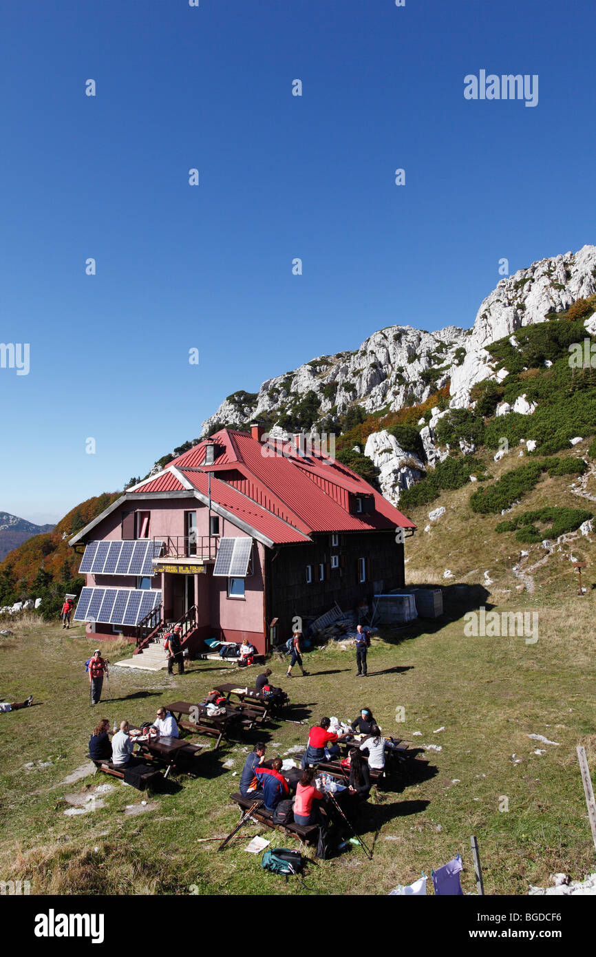 Mountain lodge at the Veliki Risnjak peak, Risnjak National Park, Gorski Kotar region, Croatia, Europe Stock Photo