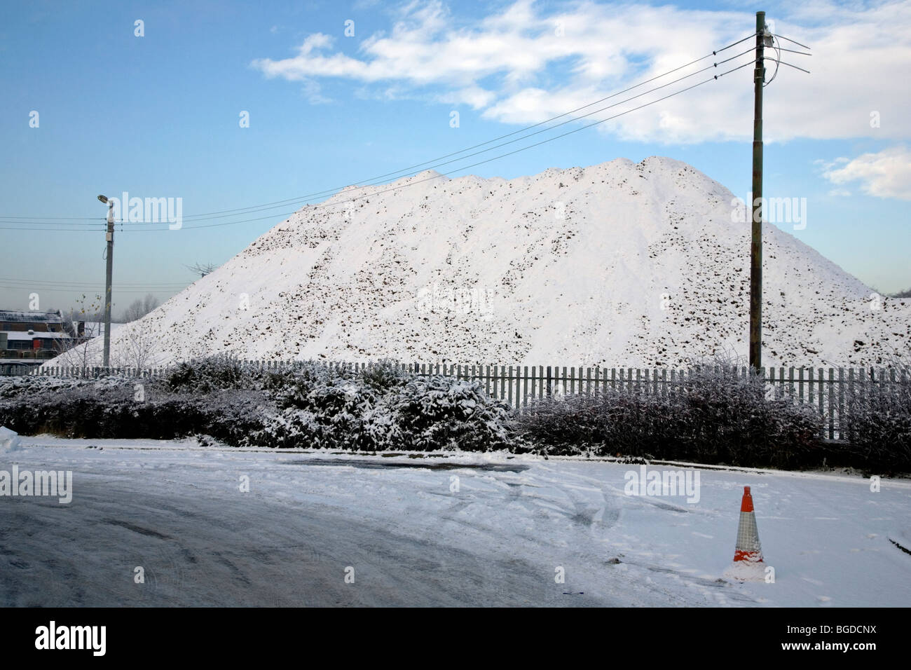 a pile of grit at a council depot in glasgow Stock Photo Alamy