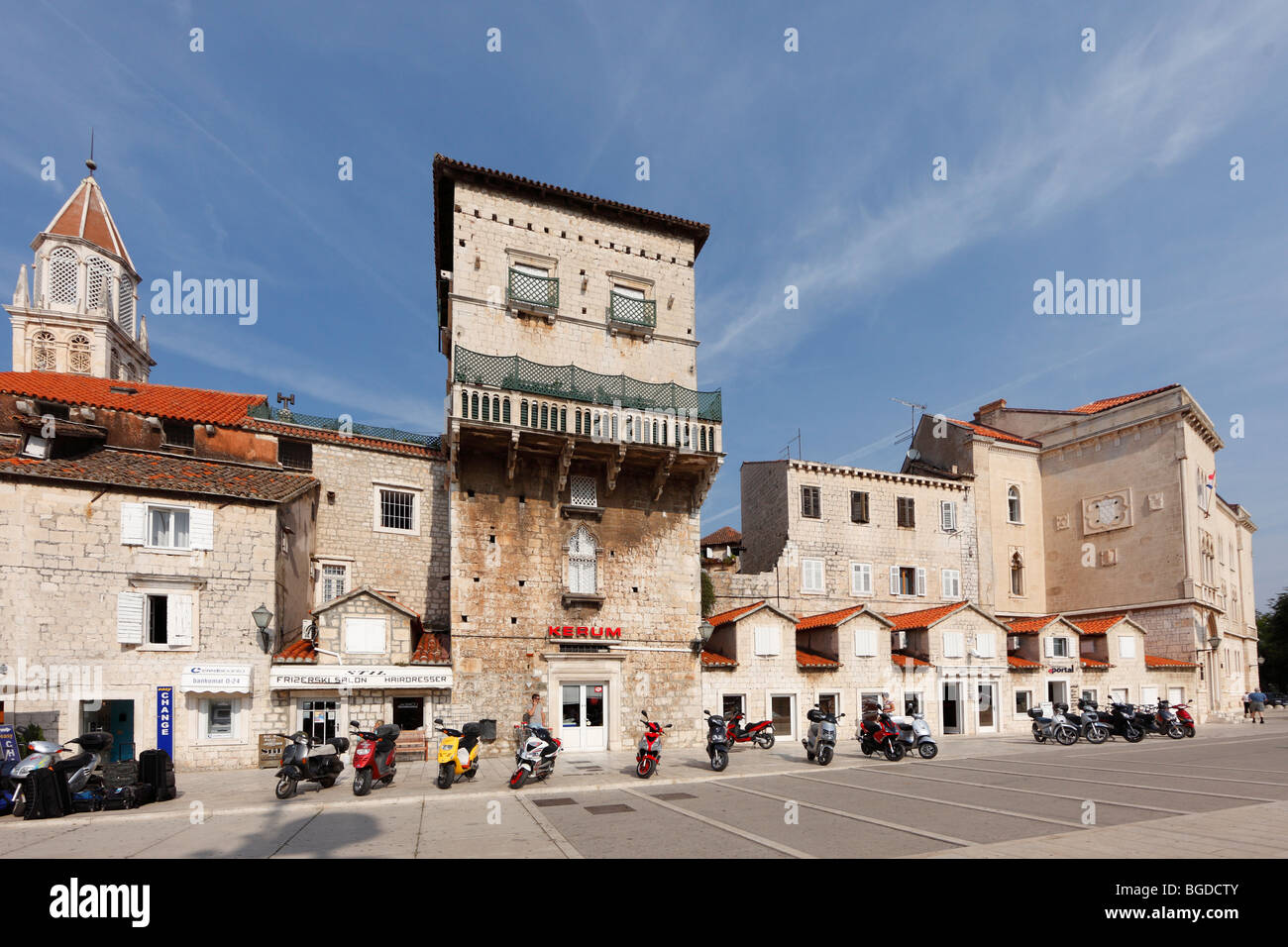 Small loggia and promenade, Trogir, Dalmatia, Croatia, Europe Stock Photo