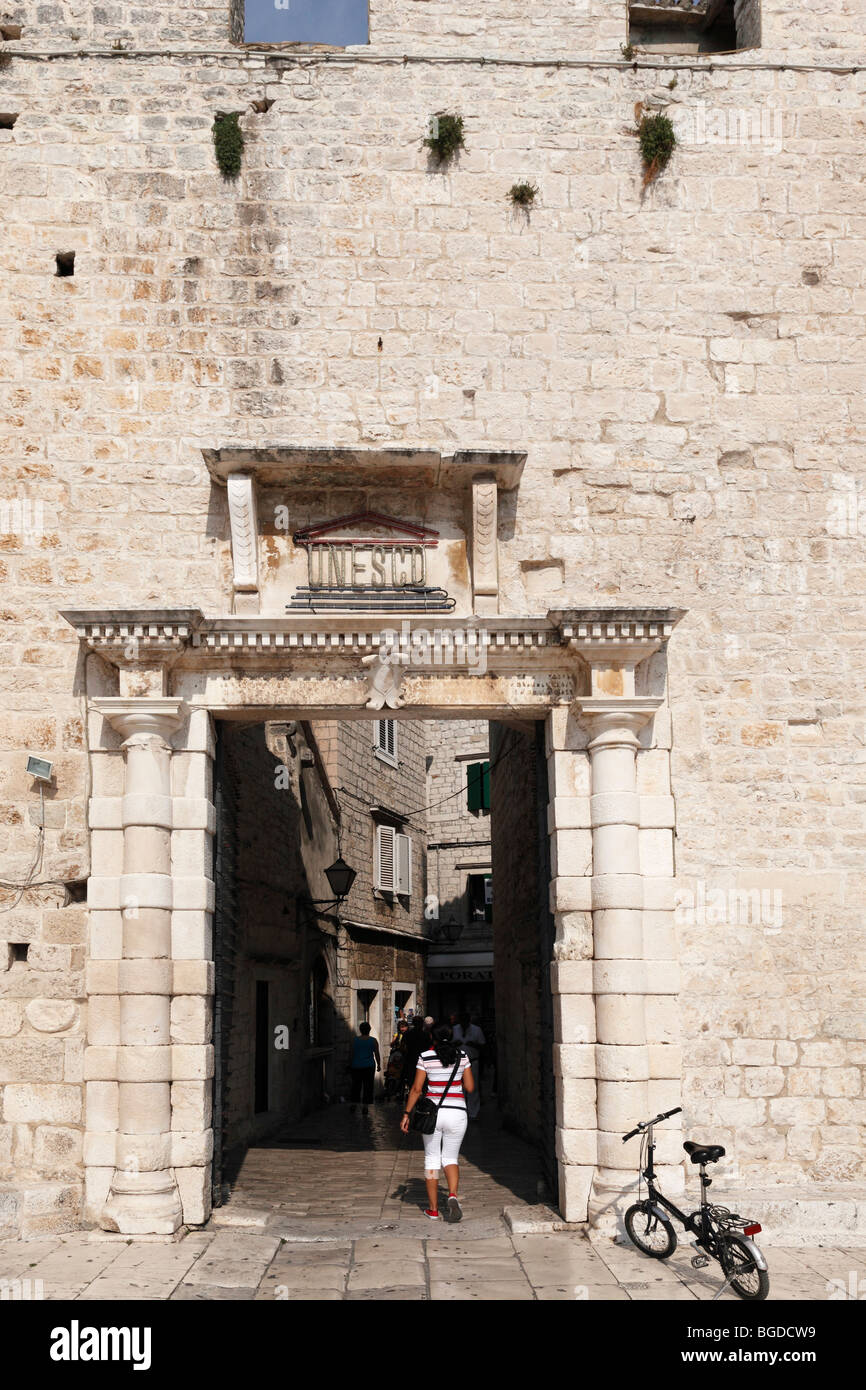 City gate Sea Gate, Trogir, Dalmatia, Croatia, Europe Stock Photo