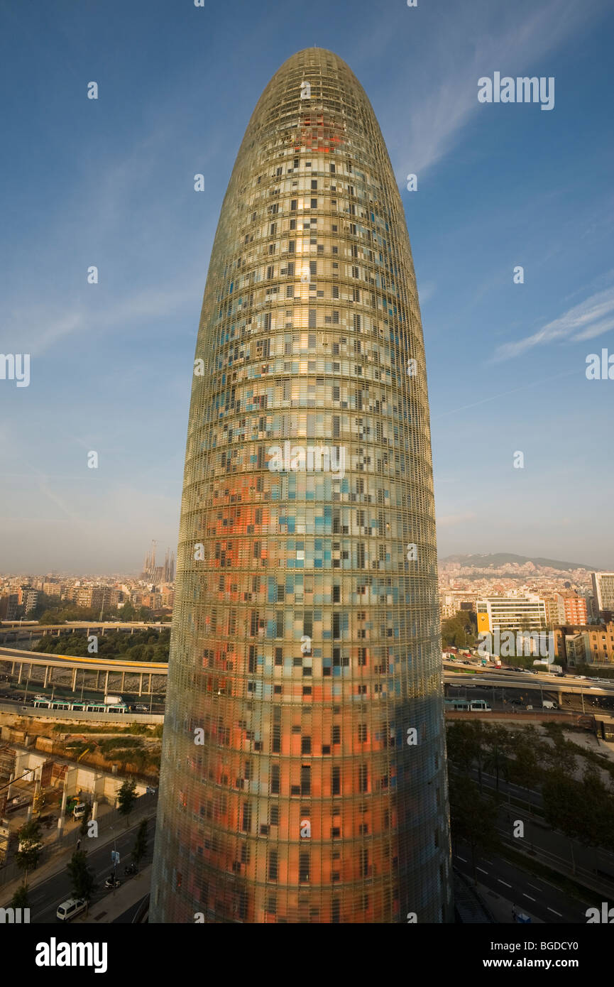 Torre Agbar, office building, Barcelona, Catalonia, Spain, Europe Stock Photo