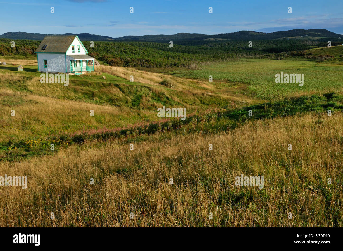 Typical wooden house on Ile du Havre Aubert, Iles de la Madeleine, Magdalen Islands, Quebec Maritime, Canada, North America Stock Photo