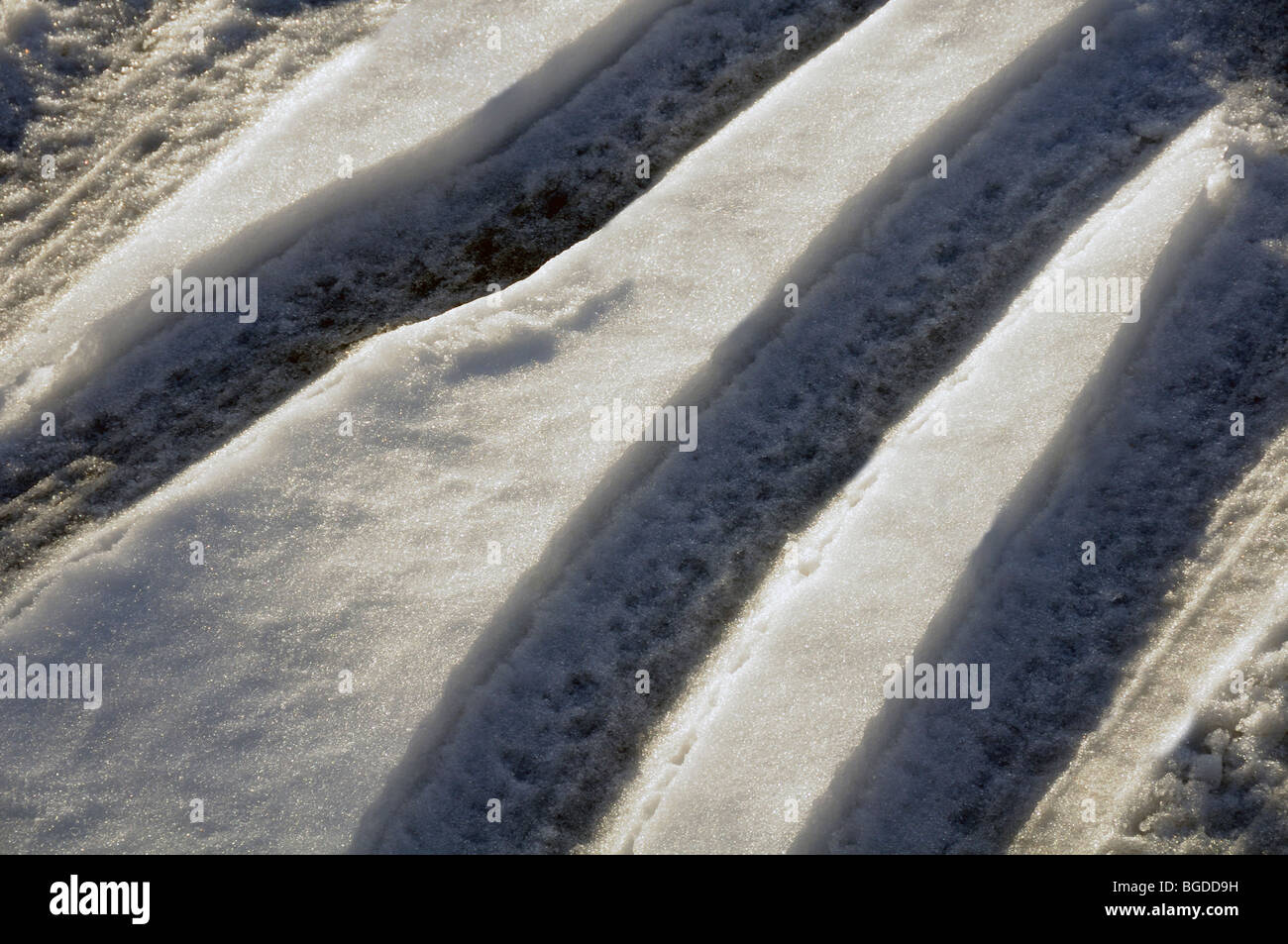 tyre tracks in snow Stock Photo - Alamy