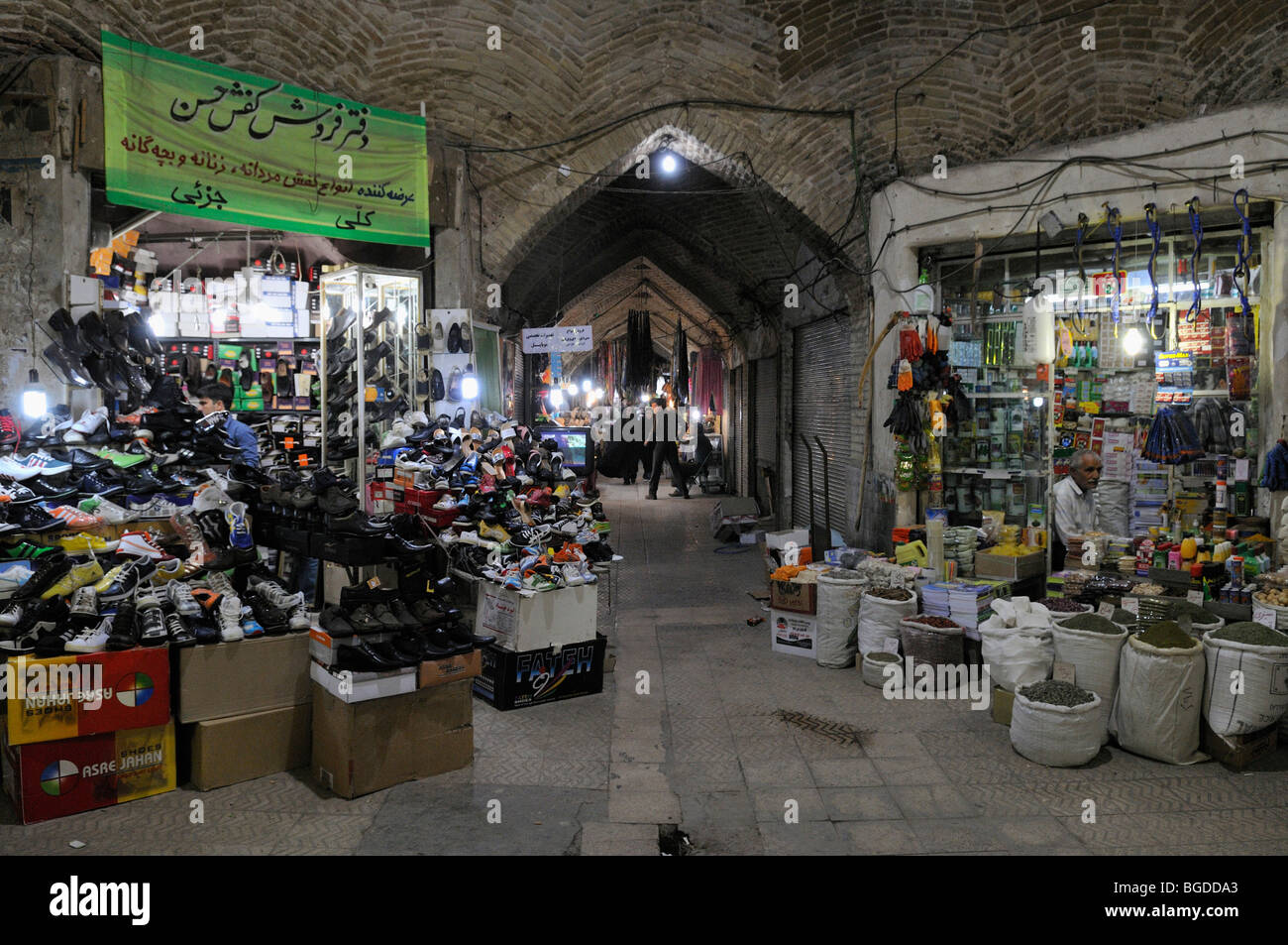 Shops in the covered bazar in Zanjan, Iran, Persia, Asia Stock Photo