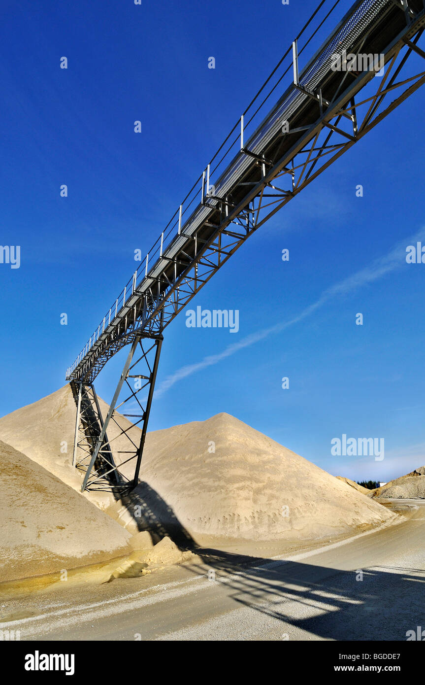 Conveyor belt, gravel pit near Oberhaching, Bavaria, Germany, Europe