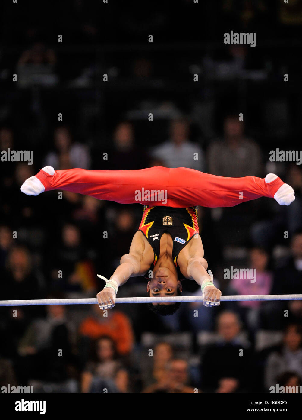 Matthias Fahrig, GER, with high bar and uneven bars handguards on the